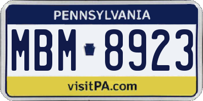 PA license plate MBM8923