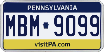 PA license plate MBM9099