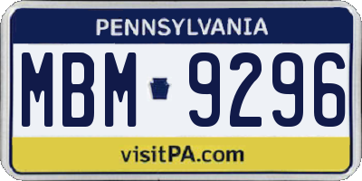 PA license plate MBM9296