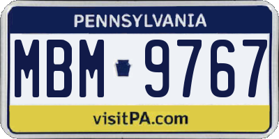 PA license plate MBM9767