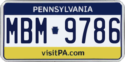 PA license plate MBM9786