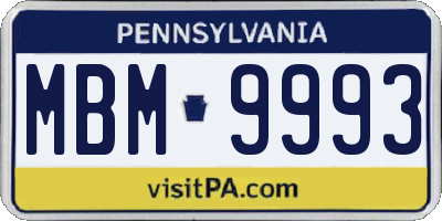 PA license plate MBM9993