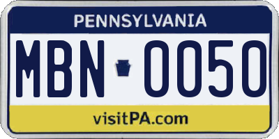 PA license plate MBN0050