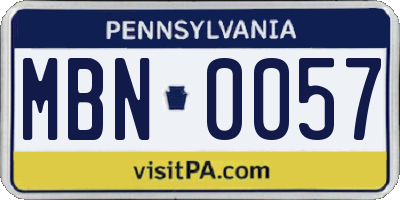 PA license plate MBN0057