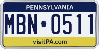 PA license plate MBN0511