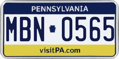 PA license plate MBN0565