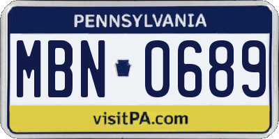 PA license plate MBN0689