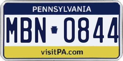 PA license plate MBN0844