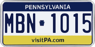 PA license plate MBN1015