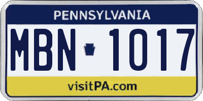 PA license plate MBN1017