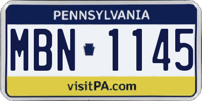 PA license plate MBN1145