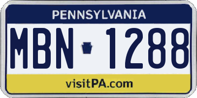 PA license plate MBN1288