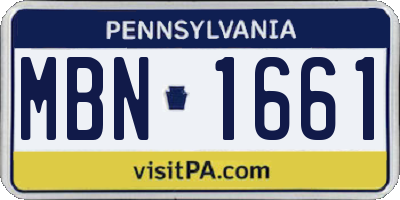 PA license plate MBN1661