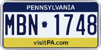 PA license plate MBN1748