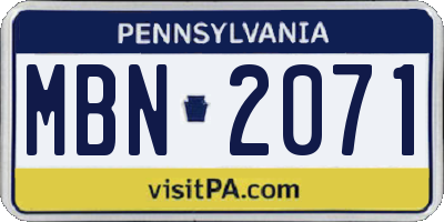 PA license plate MBN2071
