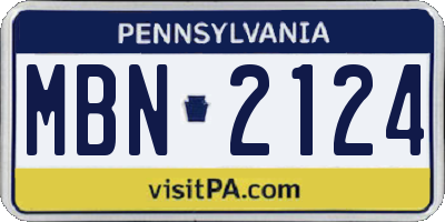 PA license plate MBN2124