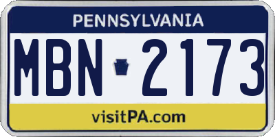 PA license plate MBN2173