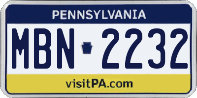PA license plate MBN2232
