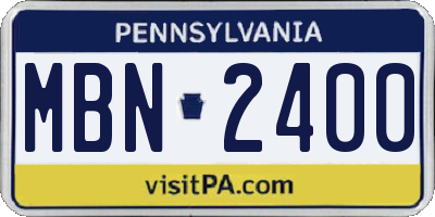 PA license plate MBN2400