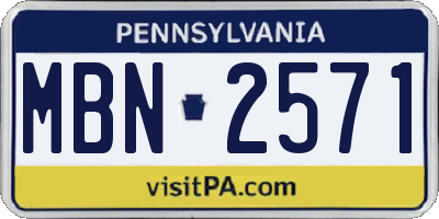 PA license plate MBN2571