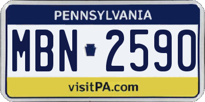 PA license plate MBN2590