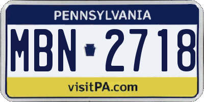 PA license plate MBN2718