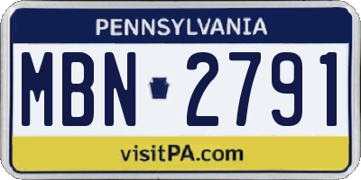 PA license plate MBN2791