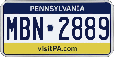 PA license plate MBN2889