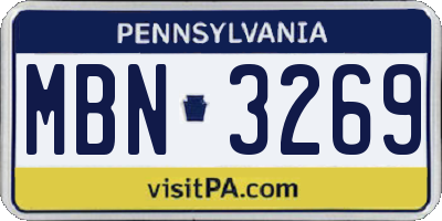 PA license plate MBN3269