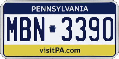 PA license plate MBN3390
