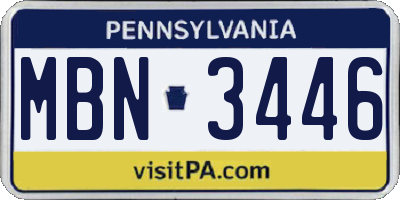 PA license plate MBN3446
