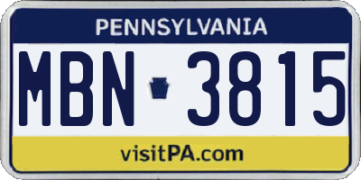PA license plate MBN3815