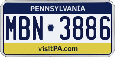 PA license plate MBN3886