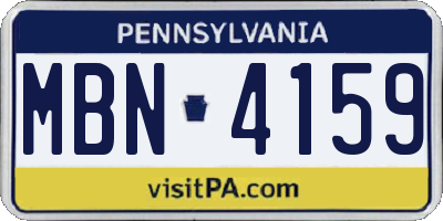 PA license plate MBN4159