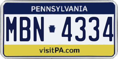 PA license plate MBN4334