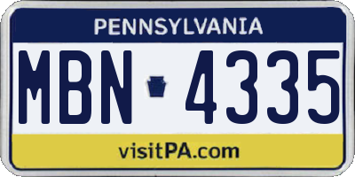 PA license plate MBN4335