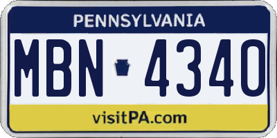 PA license plate MBN4340