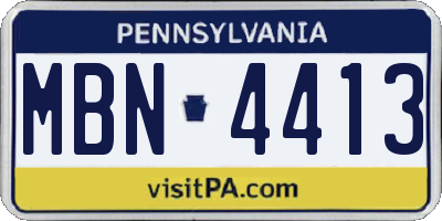 PA license plate MBN4413