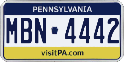 PA license plate MBN4442