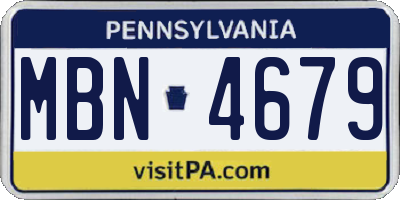 PA license plate MBN4679