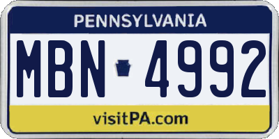 PA license plate MBN4992