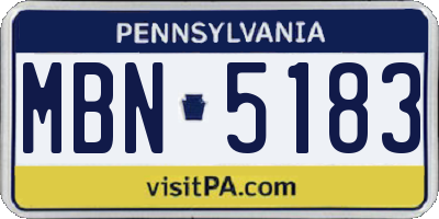 PA license plate MBN5183