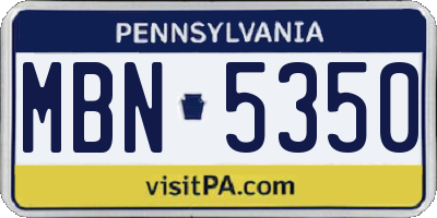PA license plate MBN5350