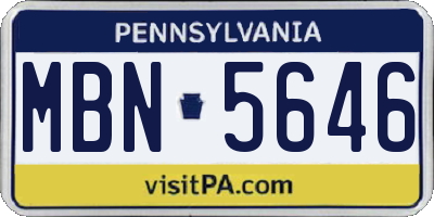 PA license plate MBN5646