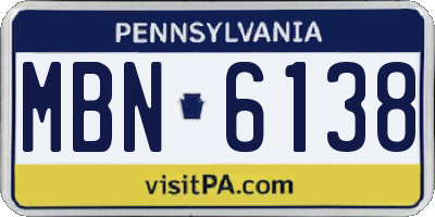 PA license plate MBN6138