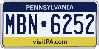 PA license plate MBN6252