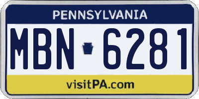 PA license plate MBN6281
