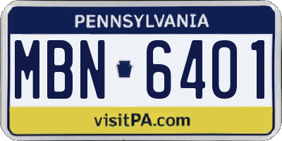 PA license plate MBN6401