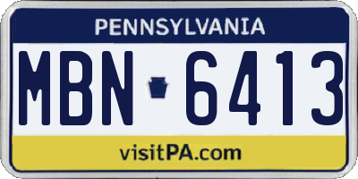 PA license plate MBN6413