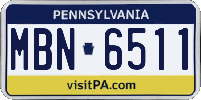 PA license plate MBN6511